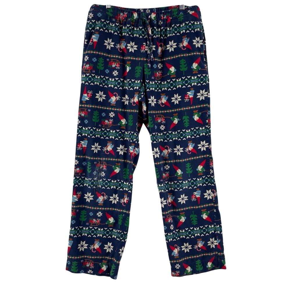Hanna Andersson Gnome Sweet Gnome Flannel Pajama Pants Adult S Navy